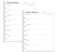 (2-Pack) 9 Disc Weekly Planner Undated Refills - Classic Size 106 Sheets/212 Pages Weekly Planner for Happy Planners Insert, 100 gsm White Paper, Lasts 1 Year, Undated, 7" x 9.25", Black