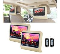 2 Pack 9 Inch Headrest DVD Player for Car, Slot-In Video Monitor with 32 Bit Wireless Games, FM Sync, IR, USB, SD Card Reader, Built-in Speaker, Universal Backseat Movie TV with Remote A
