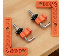2 Pack 90 Degree Clamp,Positioning Squares, 3" Right Angle Clamp with 2 Clamping Squares,Corner Clamps Tool for Pictures Frames, Cabinets, Boxes (orange)