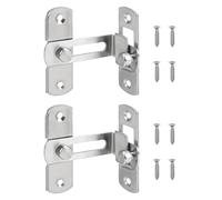 2 Pack 90 Degree Flip Sliding Barn Door Lock, Stainless Steel Angle Door Latch Buckle, Screen Door Stopper Lock Hook Eye Lock Gate Lock for Garden Bathroom Outdoor Garage Window Sliding Door (Silver)