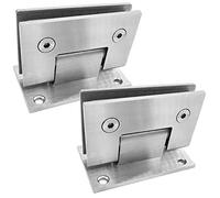 2 Pack 90° Degree Heavy Duty Bathroom Clamp, Stainless Steel Glass Door Hinge Square Two-Way Fixed Glass Door Hinge Clamp Cupboard Showcase Cabinet Clip