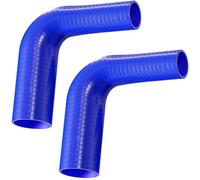 2 Pack - 90 Degree Reinforced Silicone Reducer Hose Elbow for Turbo or Coolant ID: 25mm > 16mm - Blue