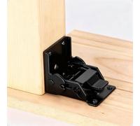 2 Pack 90 Degree self-Locking Folding Hinge Lock Steel Foldable Bracket Hidden Hinge for Extension Brackets of Table Legs Bed Legs and workbenches (Black)