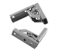 2 Pack 90° Self-Locking Folding Hinge with Spring Mechanism for Cabinet Doors, Wardrobes, TV Stands, Bookcases - Silver, 165mm, 6kg Load Capacity