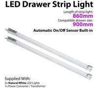 2-Pack 900mm Led Drawer Strip Lights With Auto On/off Pir Sensor For Kitchen Cabinets