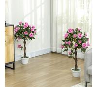 2 Pack 90cm/3FT Artificial Rose Tree Fake Decorative Plant with Pot Outsunny Purple One Size