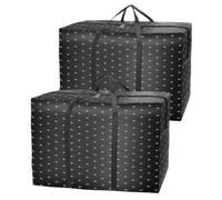 2 Pack 90L Extra Large Heavy Duty Moving Bags - Thicker Waterproof Storage Bags with Zips for Moving, Travelling, Camping, University, Garden Tools & Holiday Decorations - Black