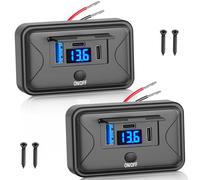 2 Pack 90W 12V USB Power Outlet Panel, Dual 36W USB C & QC 18W Car USB Port Charger with Voltmeter Button Switch Waterproof 3