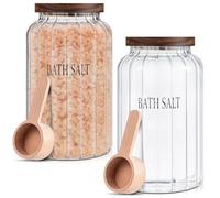 2 Pack 94 oz Large Bath Salt Container with Scoop and Airtight Wooden Lid