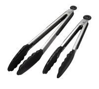 2 Pack 9ft & 12ft Stainless Steel Kitchen Tongs with Silicone Tips & Smart Lock