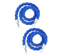 2-Pack 9ft Blue Queue Barrier Rope with Silver Hooks - Durable Crowd Control for Events, Theaters & Hotels - Stylish Event Management Solution for Line Management