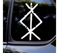 2 Pack 9x15cm Protective Rune Viking Vinyl Stickers - Waterproof Sticker for Car Laptop Spell Book - Spiritual Symbol Decorative Emblem | #AZ10 (White)