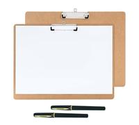 2 Pack A3 Clipboard Extra Large Clip Board, Horizontal MDF Wood Lap Boards with Two Pens, Drawing Board with Clip for Drawing, Sketching, Art, Office & School Supplies - Kraft Paper Color- 450x330x3mm