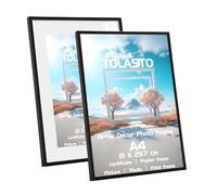 2 Pack A4 Certificate Frame - Aluminum Document Photo Frame 21x30cm with Ivory Mat, Elegant Display for Certificates/Diplomas/Awards - Wall Mount & Desk Stand, Adjustable Portrait & Landscape