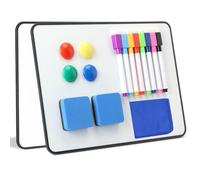 2 Pack A4 Double Sided Magnetic Whiteboard, 21x30 cm Mini Portable Dry Erase Board White Boards Lapboards with Dry Erase Pens, Eraser, Magnets for Students Teachers School Classroom Supplies