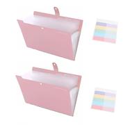 2 Pack A4 Expanding File Folder 8 Pocket Organiser for Office School Pink