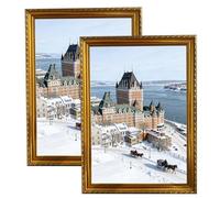 2 Pack A4 Photo Frames, Luxury Gold Vintage Style Picture Frames Set, for Tabletop or Wall,Resin, Ready to Display Home & Office Decor