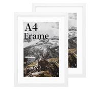 2 Pack A4 Picture Frame,Plexiglass for Wood White A4 Picture Frames,A4 Frame with Mount for A4 Prints,Photos, and Posters, Wall Mountable, Horizontal or Vertical Wall Mounting A4(21 x 29.7cm)