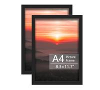 2 Pack A4 Picture Frames - Wooden Black Photo Frame with Plexiglass, 21x29.7cm Certificate/Poster Display, Wall Hanging or Tabletop Stand