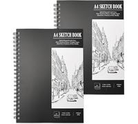 2 Pack A4 Sketchbook,100 Sheets Each 100gsm Thick Paper,Spiral Bound Hard Cover Drawing Pad,Acid Free Art Sketch Pad for Pencil,Charcoal & Ink,Professional Sketch Book for Artists, Students & School