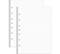 (2-Pack) A5 Lined Refill Paper - 200 Sheets/400 Pages Loose Leaf Paper for Filofax Planner, Organizer, Binders, 7-Hole Punched, 100gsm Ruled White Pages, 5.8" x 8.2 "