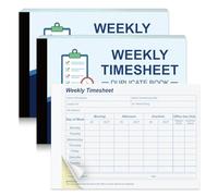2 Pack A5 Weekly Timesheet Duplicate Book 50 Sets Carbonless Tear Off Pad Employee Timesheet Log Book Record Employee Work Hours & Overtime for Small Businesses