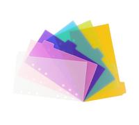 2 Pack A6 Binder Dividers 6 Tabs Bright Color Plastic Binder Index Tabs Planner Divider for Round Ring Binder Sheet Protector (Transparent, 12 Dividers)