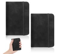 2 Pack A7 Notebook Small Pocket Leather A7 Notepad with Elastic Band Journal Lined Writing Sketching Diary Travel Memo Pad Portable Mini Notebooks 200 Pages for Office School Stationery Supplies