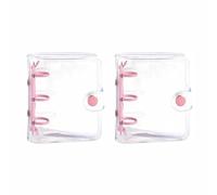2 Pack A8 Clear Soft PVC 3 Hole Ring Binder Folder, 3 Ring Binder Waterproof Transparent Loose Leaf Notebook Cover Refillable Notebook for Office School Diary Journal (Pink)