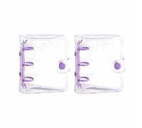 2 Pack A8 Clear Soft PVC 3 Hole Ring Binder Folder, 3 Ring Binder Waterproof Transparent Loose Leaf Notebook Cover Refillable Notebook for Office School Diary Journal (Purple)