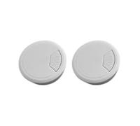 2 Pack ABS Plastic Desk Cable Grommet with Rotatable Flip Cover, Table Wire Hole Cover for Managing Computer Cords and Power Leads in Office, Home, Hotel or Bank Desktops, Black