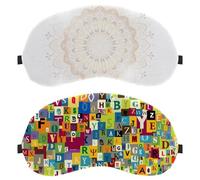 2 Pack Abstract Letters Sleep Eye Mask for Side Sleeper, Sleeping Mask, Light Blocking Eye Mask, Soft Eye Shade Cover for Travel, Nap, Plane