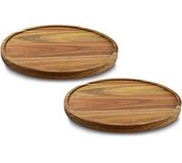 [ 2 Pack ] Acacia Wood 9" Lazy Susan Organizer Kitchen Turntable for Cabinet Pantry Table Organization