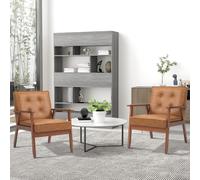 2 Pack Accent Chair PU Leather Armchair for Living Room Brown HOMCOM Brown One Size