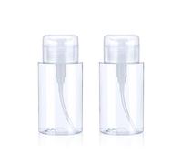 2 Pack Acetone Pump Dispenser, Clear Push Down Pump Bottle Empty Alcohol Pump Dispenser Leak-Proof One-Touch Pump Bottles Containers for Nail Polish Makeup Remover 200ml/6.7oz