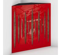 2 Pack - Acoustic Bass Trap "Pulse-F" with Velvet Fabric for mount in corner under the ceiling | Recording Studio Treatments | Size: 50x50x15cm (Red plastic-Beige, Pulse-150mm)