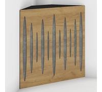 2 Pack - Acoustic Bass Trap "Pulse-F" with Velvet Fabric for mount in corner under the ceiling | Recording Studio Treatments | Size: 50x50x10cm (Oak-Grey, Pulse-100mm)