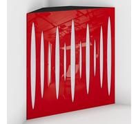 2 Pack - Acoustic Bass Trap "Pulse-F" with Velvet Fabric for mount in corner under the ceiling | Recording Studio Treatments | Size: 50x50x15cm (Red plastic-White, Pulse-150mm)