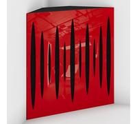 2 Pack - Acoustic Bass Trap "Pulse-F" with Velvet Fabric for mount in corner under the ceiling | Recording Studio Treatments | Size: 50x50x10cm (Red plastic-Black, Pulse-100mm)