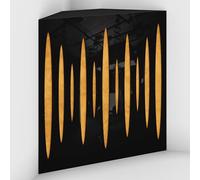 2 Pack - Acoustic Bass Trap "Pulse-F" with Velvet Fabric for mount in corner under the ceiling | Recording Studio Treatments | Size: 50x50x10cm (Black plastic-Yellow, Pulse-100mm)