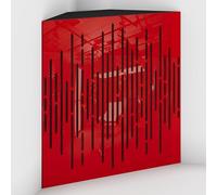 2 Pack - Acoustic Bass Trap "WAVE-F" with Velvet Fabric for mount in corner under the ceiling | Recording Studio Treatments | Size: 50x50x15cm (Red plastic-Brown, WAVE-150mm)