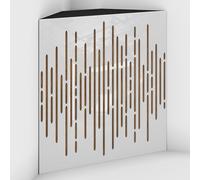 2 Pack - Acoustic Bass Trap "WAVE-F" with Velvet Fabric for mount in corner under the ceiling | Recording Studio Treatments | Size: 50x50x10cm (White plastic-Gold, WAVE-100mm)