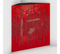 2 Pack - Acoustic Bass Trap "WAVE-F" with Velvet Fabric for mount in corner under the ceiling | Recording Studio Treatments | Size: 50x50x15cm (Red plastic-Grey, WAVE-150mm)