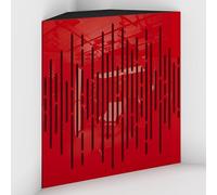 2 Pack - Acoustic Bass Trap "WAVE-F" with Velvet Fabric for mount in corner under the ceiling | Recording Studio Treatments | Size: 50x50x10cm (Red plastic-Burgundy, WAVE-100mm)