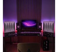 2 Pack - Acoustic Bass Traps "PULSE" with desktop standing lamp RGB Light | Mobile Acoustic stand on LED Table Stand | for Podcast Studio, Gaming Room | 50x50х15cm | Color: Black