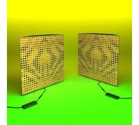 2 Pack - Acoustic Bass Traps "UNIVERSE" with desktop standing lamp RGB Light | Mobile Acoustic stand on LED Table Stand | for Podcast Studio, Gaming Room | 50x50х15cm | Color: Black plastic