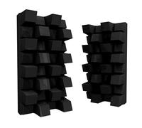 2 Pack - Acoustic Diffuser | 2D Sound Diffusion & Absorption | Size 25x50cm | Wall Art Panel | Noise Control & Echo Reduction Color: [Sirius-HALF | Black glossy plastic]
