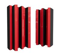 2 Pack - Acoustic Diffuser | 2D Sound Diffusion & Absorption | Size 50x25cm | Wall Art Panel | Noise Control & Echo Reduction Color: [ Red glossy plastic | Arto-HALF]