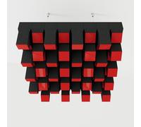 2 Pack - Acoustic Diffuser Cloud "Sirius" with 3-Cable Hanging Kit | 50x50cm | 2D QRD Ceiling Panel | Professional Sound Scattering & Absorption | Color: [Red glossy plastic | SIRIUS-3-Cable]