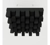 2 Pack - Acoustic Diffuser Cloud "Sirius" with 3-Cable Hanging Kit | 50x50cm | 2D QRD Ceiling Panel | Professional Sound Scattering & Absorption | Color: [Black | SIRIUS-3-Cable]